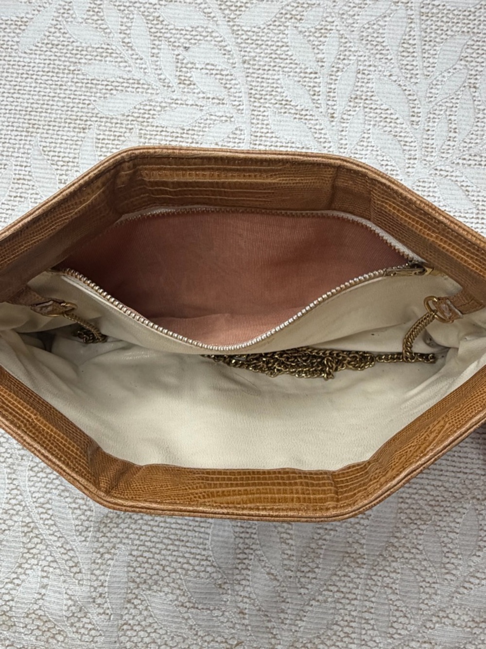 Bags by Supreme Vibtage Patchwork Snake-Embossed Crossbody Clutch - Tan & Brown - Picture 8 of 8